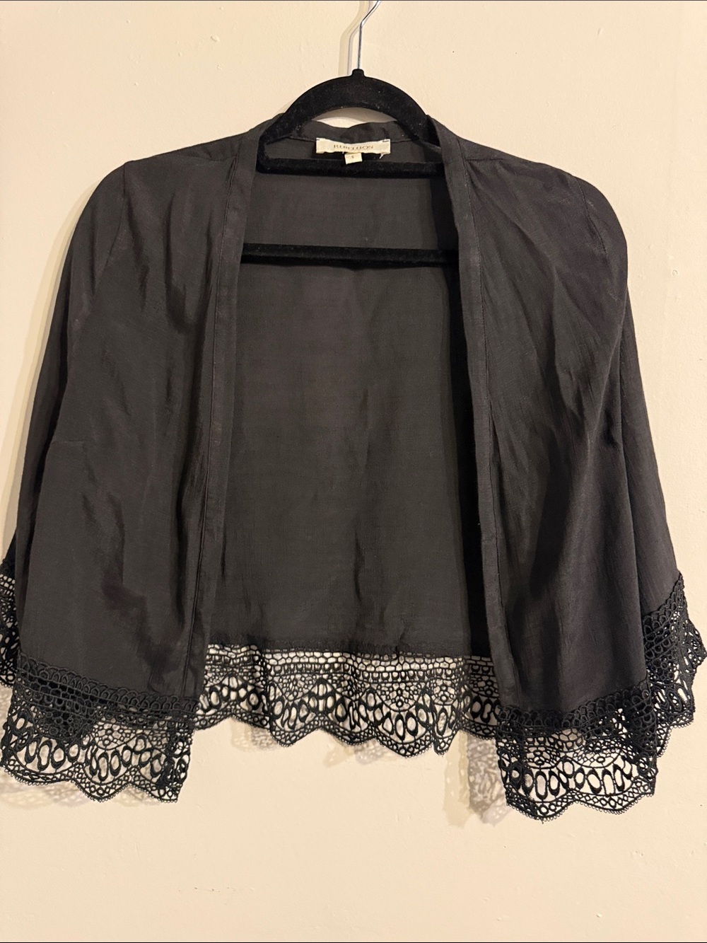 Rebellion Black Open Lace-Hem Shrug